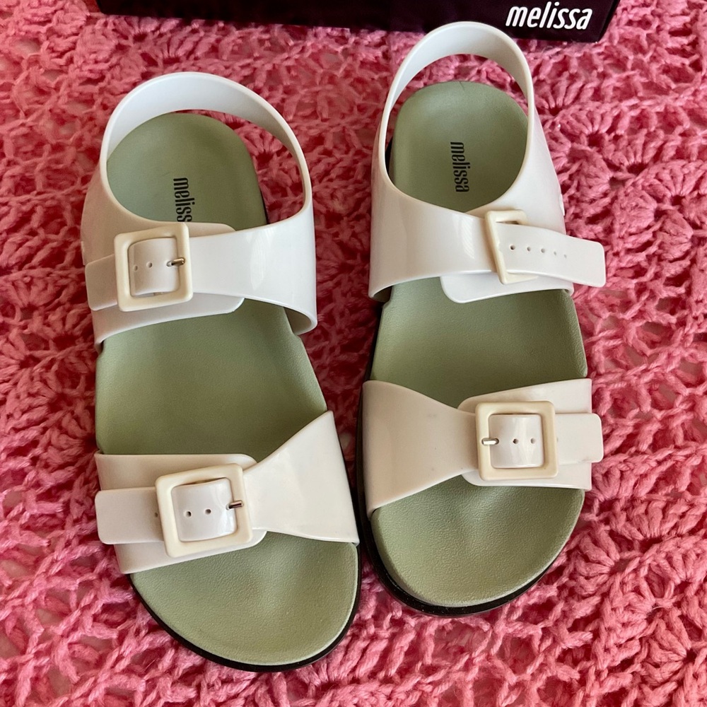 Melissa Cream Sandals with Double Buckle